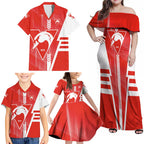 Personalized Sydney Swans Family Matching Off Shoulder Maxi Dress and Hawaiian Shirt Modern Geometric Sports Graphic Style