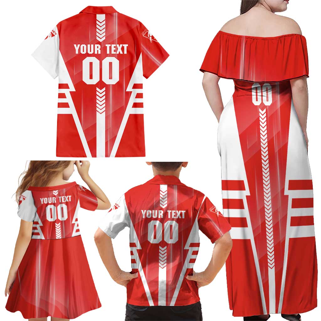 Personalized Sydney Swans Family Matching Off Shoulder Maxi Dress and Hawaiian Shirt Modern Geometric Sports Graphic Style