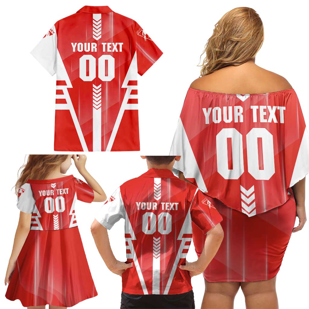 Personalized Sydney Swans Family Matching Off Shoulder Short Dress and Hawaiian Shirt Modern Geometric Sports Graphic Style