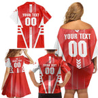 Personalized Sydney Swans Family Matching Off Shoulder Short Dress and Hawaiian Shirt Modern Geometric Sports Graphic Style