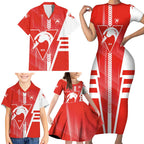 Personalized Sydney Swans Family Matching Short Sleeve Bodycon Dress and Hawaiian Shirt Modern Geometric Sports Graphic Style
