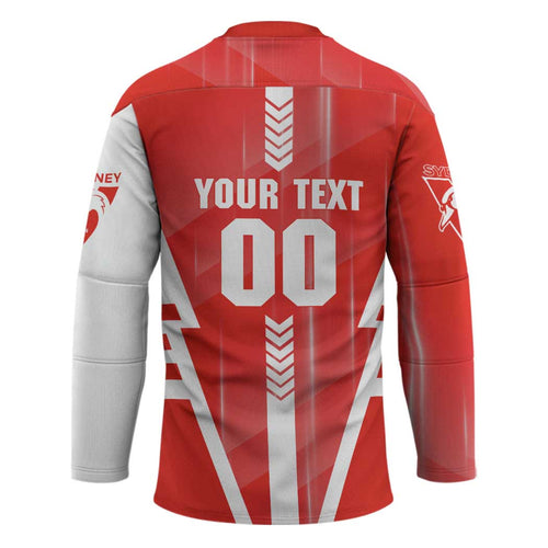 Personalized Sydney Swans Hockey Jersey Modern Geometric Sports Graphic Style