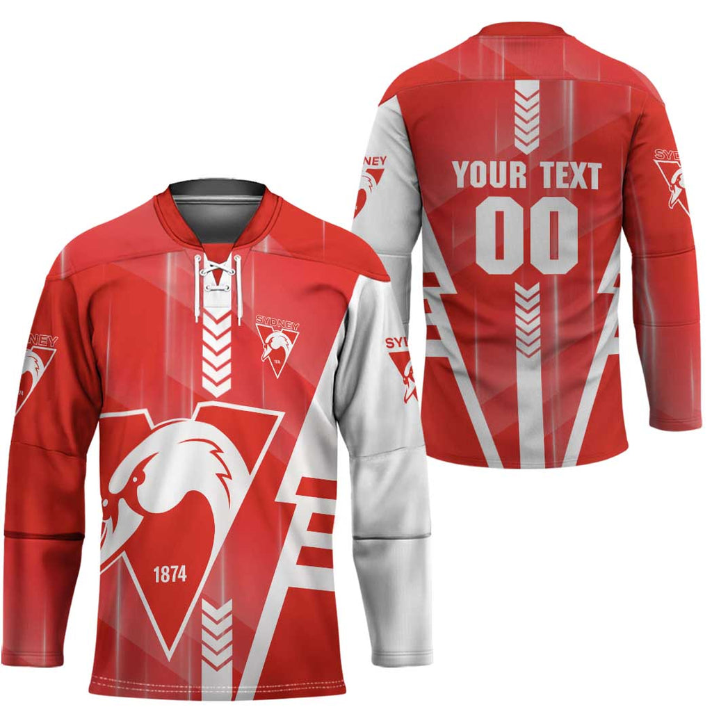 Personalized Sydney Swans Hockey Jersey Modern Geometric Sports Graphic Style