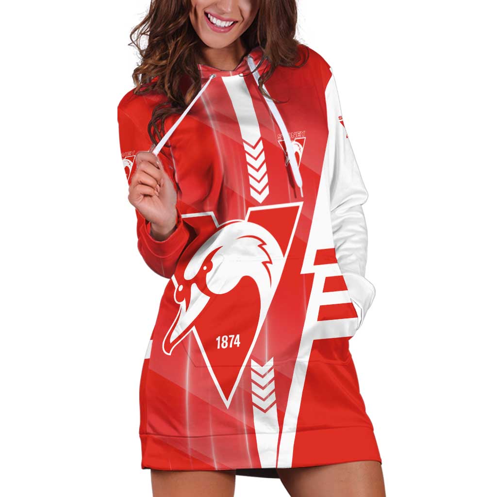Personalized Sydney Swans Hoodie Dress Modern Geometric Sports Graphic Style