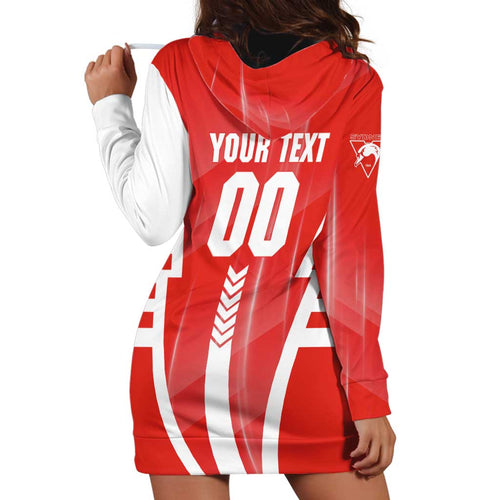 Personalized Sydney Swans Hoodie Dress Modern Geometric Sports Graphic Style