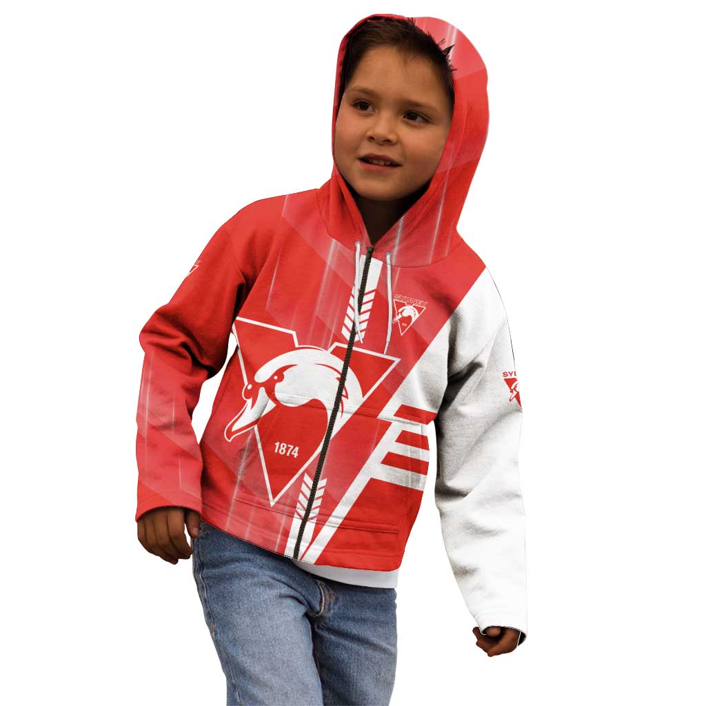 Personalized Sydney Swans Kid Hoodie Modern Geometric Sports Graphic Style