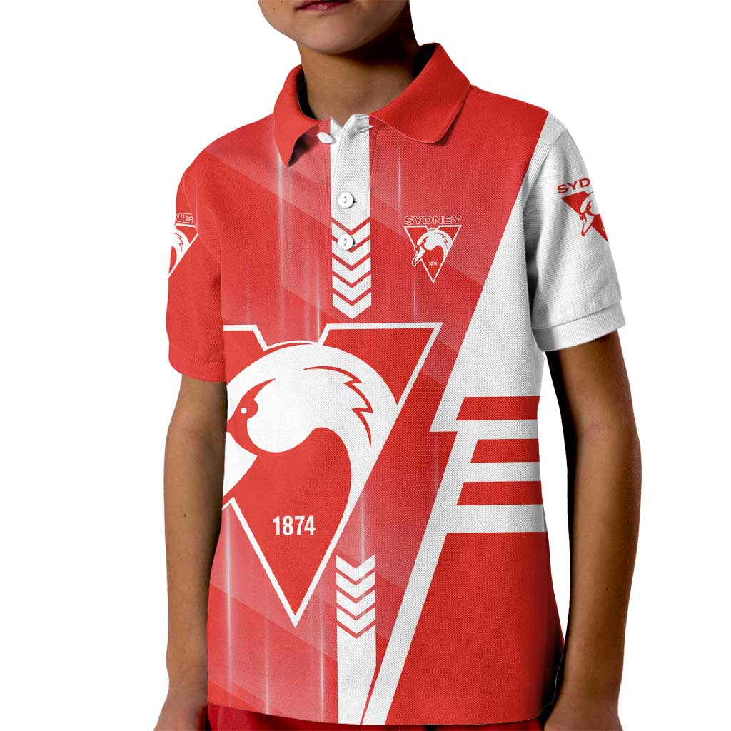 Personalized Sydney Swans Kid Polo Shirt Modern Geometric Sports Graphic Style