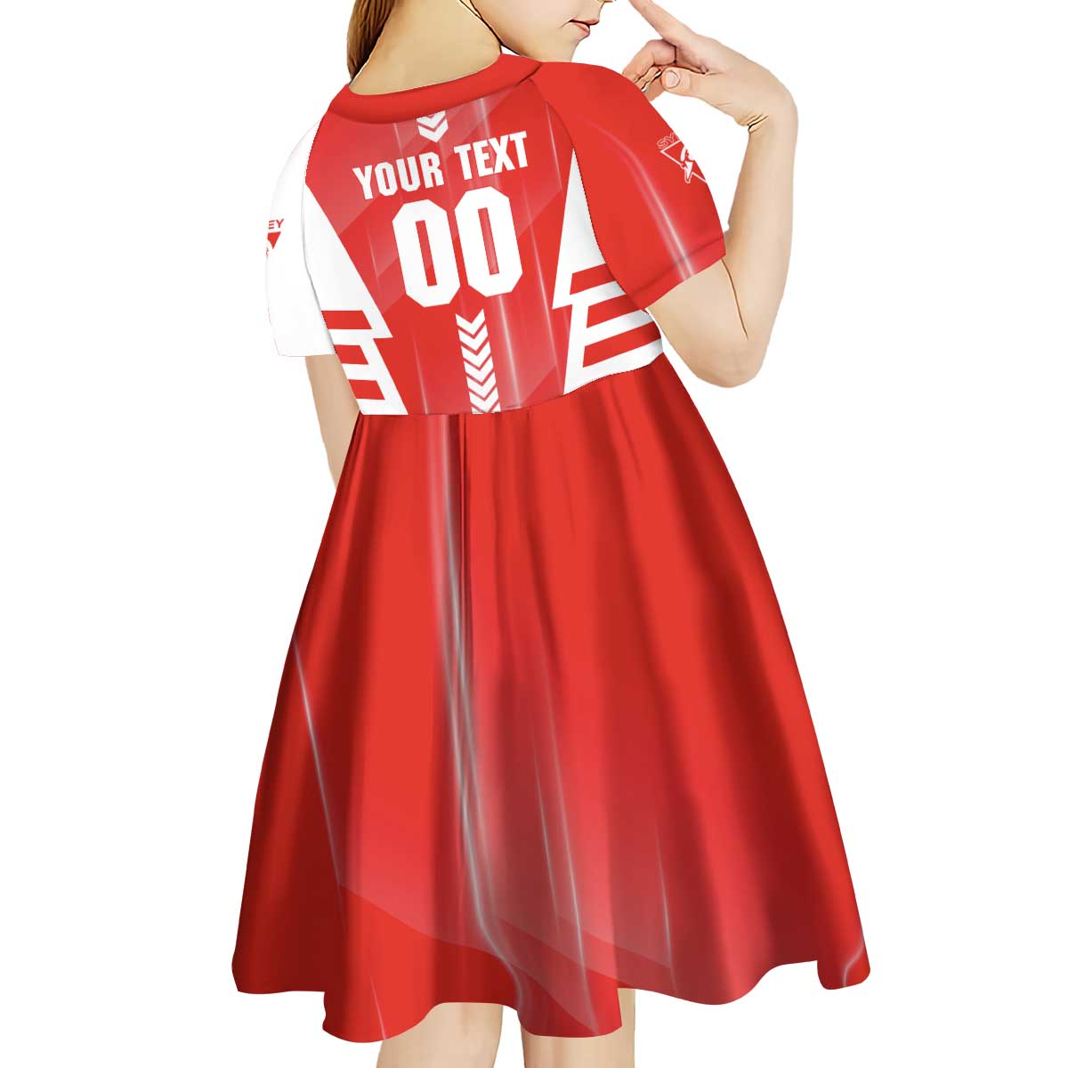 Personalized Sydney Swans Kid Short Sleeve Dress Modern Geometric Sports Graphic Style