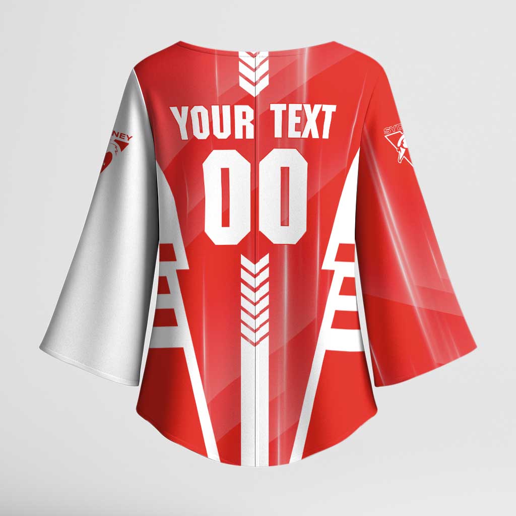 Personalized Sydney Swans Kimono Sleeve Blouse Modern Geometric Sports Graphic Style