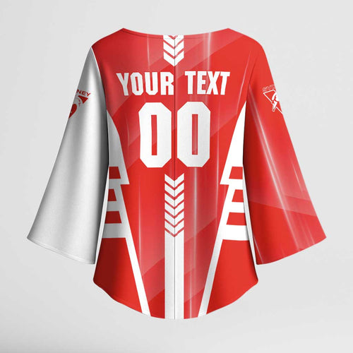 Personalized Sydney Swans Kimono Sleeve Blouse Modern Geometric Sports Graphic Style