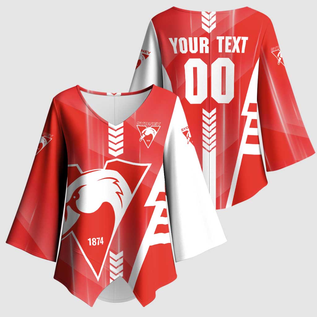 Personalized Sydney Swans Kimono Sleeve Blouse Modern Geometric Sports Graphic Style