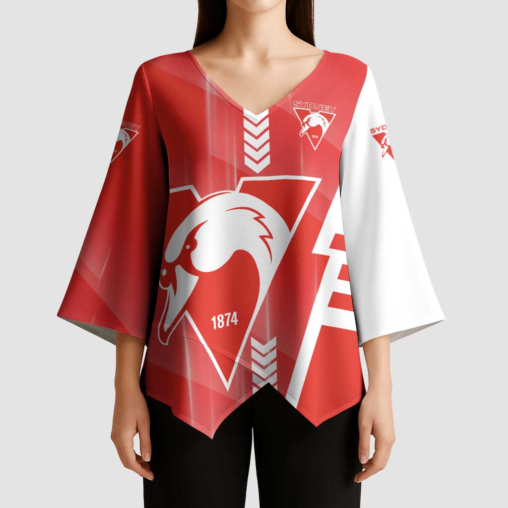 Personalized Sydney Swans Kimono Sleeve Blouse Modern Geometric Sports Graphic Style