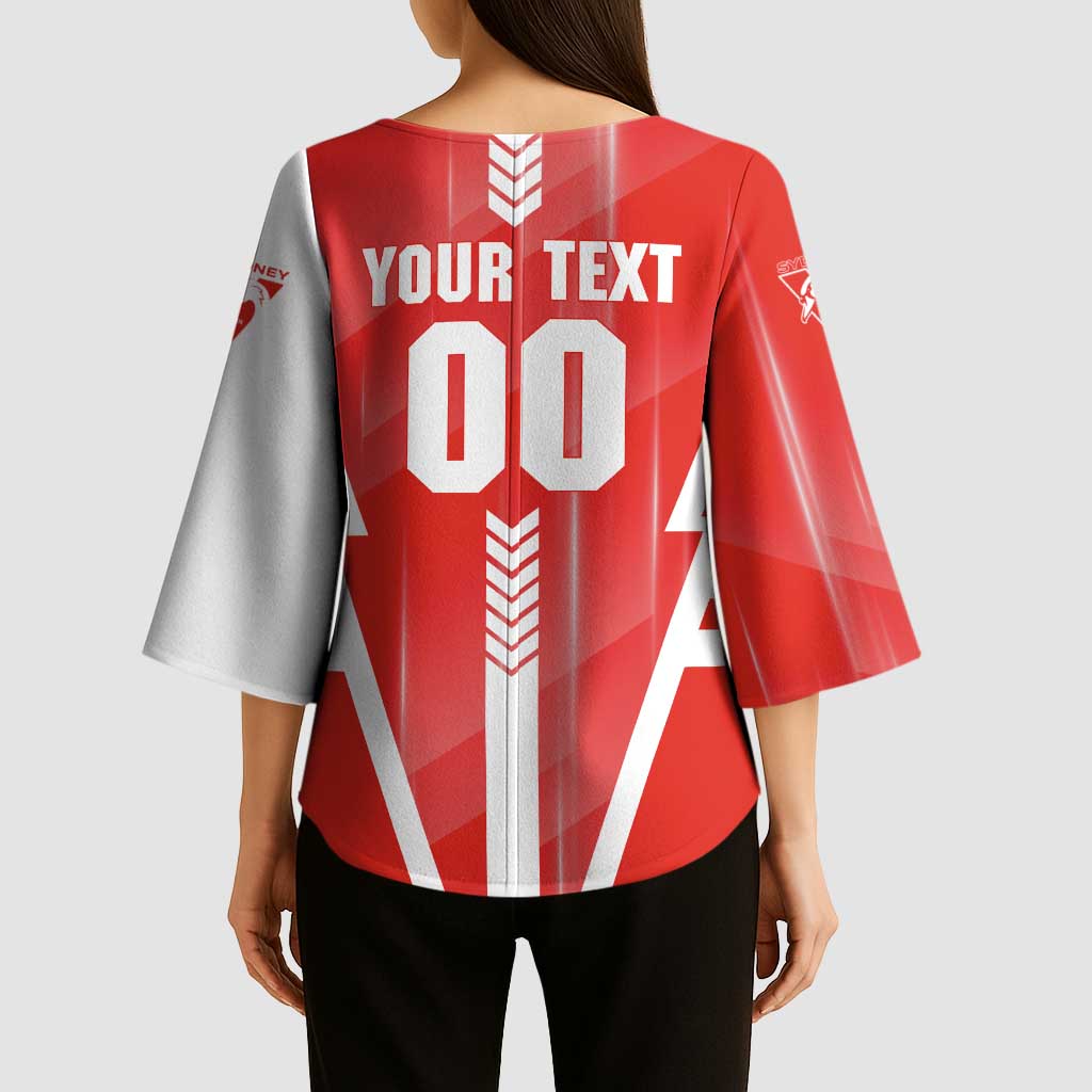 Personalized Sydney Swans Kimono Sleeve Blouse Modern Geometric Sports Graphic Style