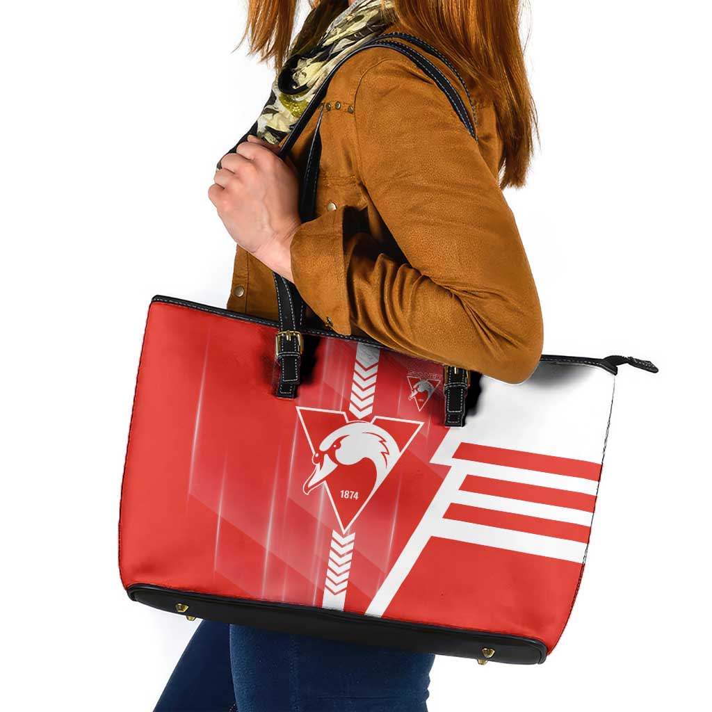 Sydney Swans Leather Tote Bag Modern Geometric Sports Graphic Style