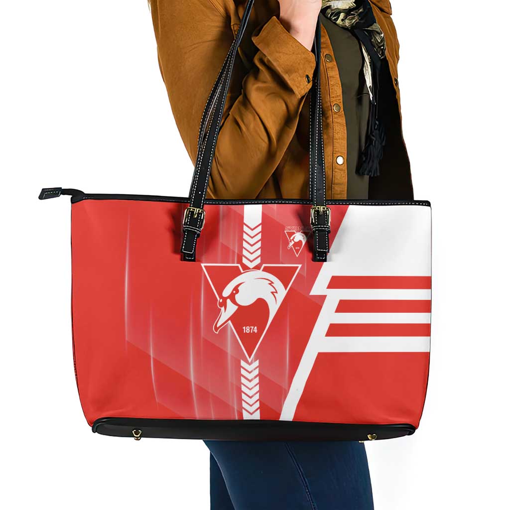 Sydney Swans Leather Tote Bag Modern Geometric Sports Graphic Style