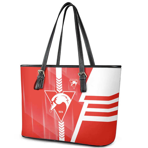 Sydney Swans Leather Tote Bag Modern Geometric Sports Graphic Style