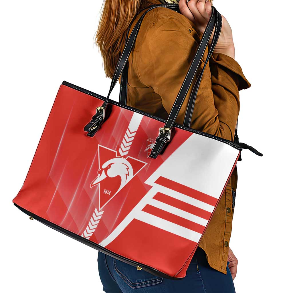 Sydney Swans Leather Tote Bag Modern Geometric Sports Graphic Style