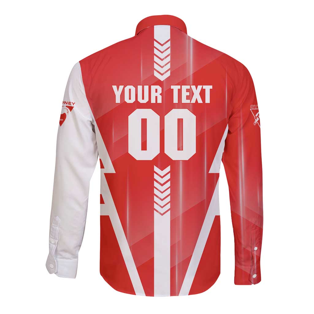Personalized Sydney Swans Long Sleeve Button Shirt Modern Geometric Sports Graphic Style