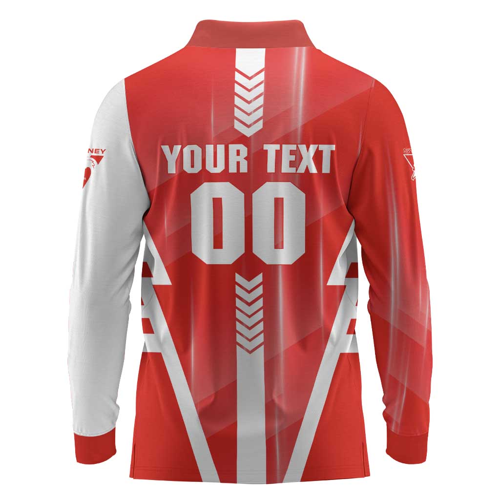 Personalized Sydney Swans Long Sleeve Polo Shirt Modern Geometric Sports Graphic Style