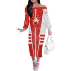 Personalized Sydney Swans Off The Shoulder Long Sleeve Dress Modern Geometric Sports Graphic Style