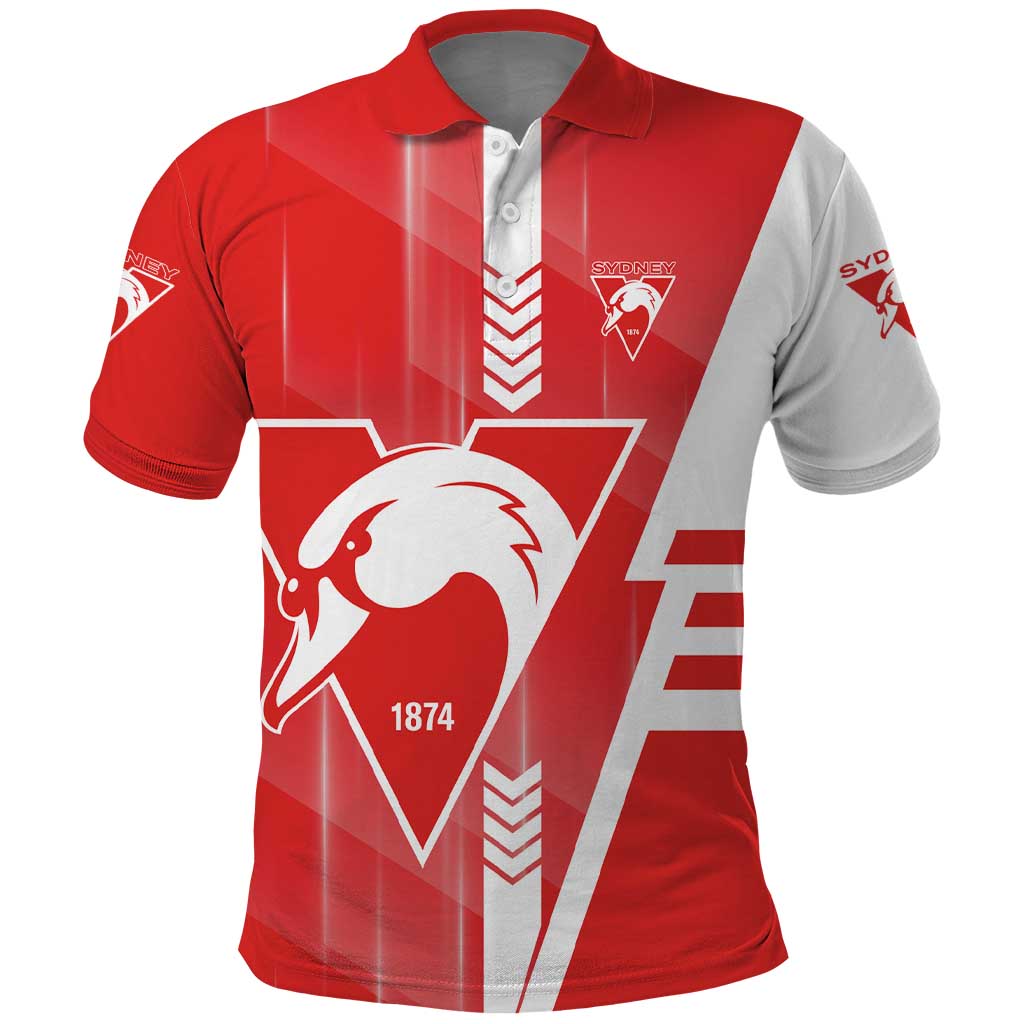 Personalized Sydney Swans Polo Shirt Modern Geometric Sports Graphic Style