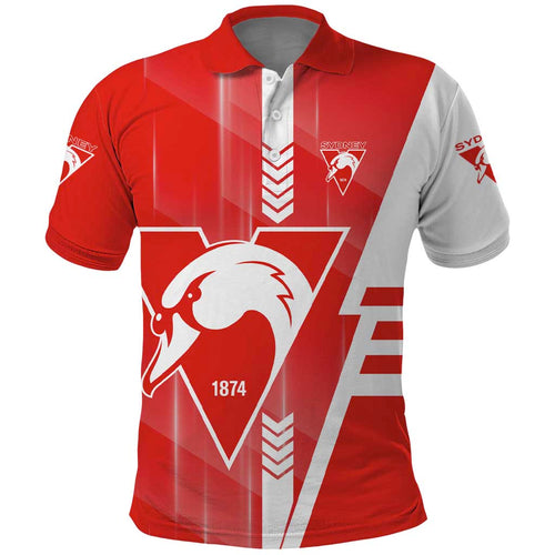 Personalized Sydney Swans Polo Shirt Modern Geometric Sports Graphic Style