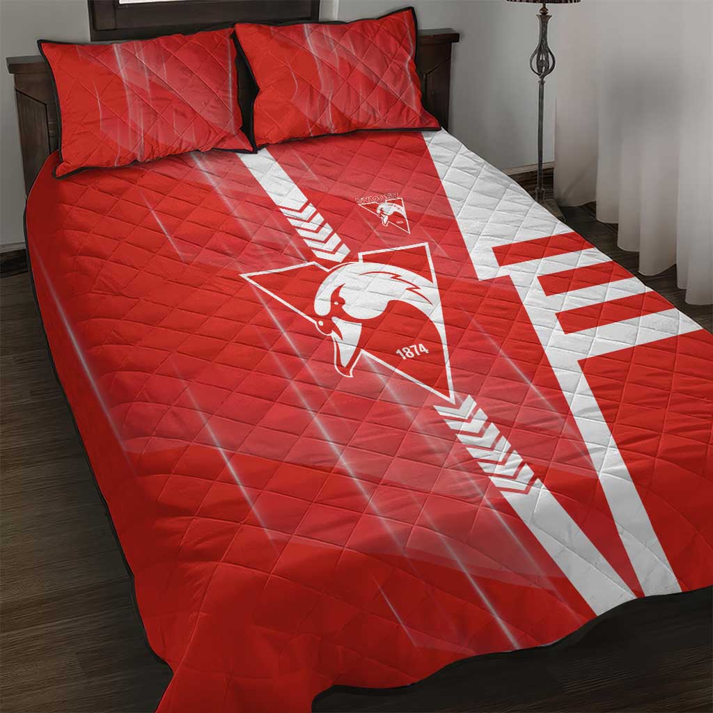 Sydney Swans Quilt Bed Set Modern Geometric Sports Graphic Style