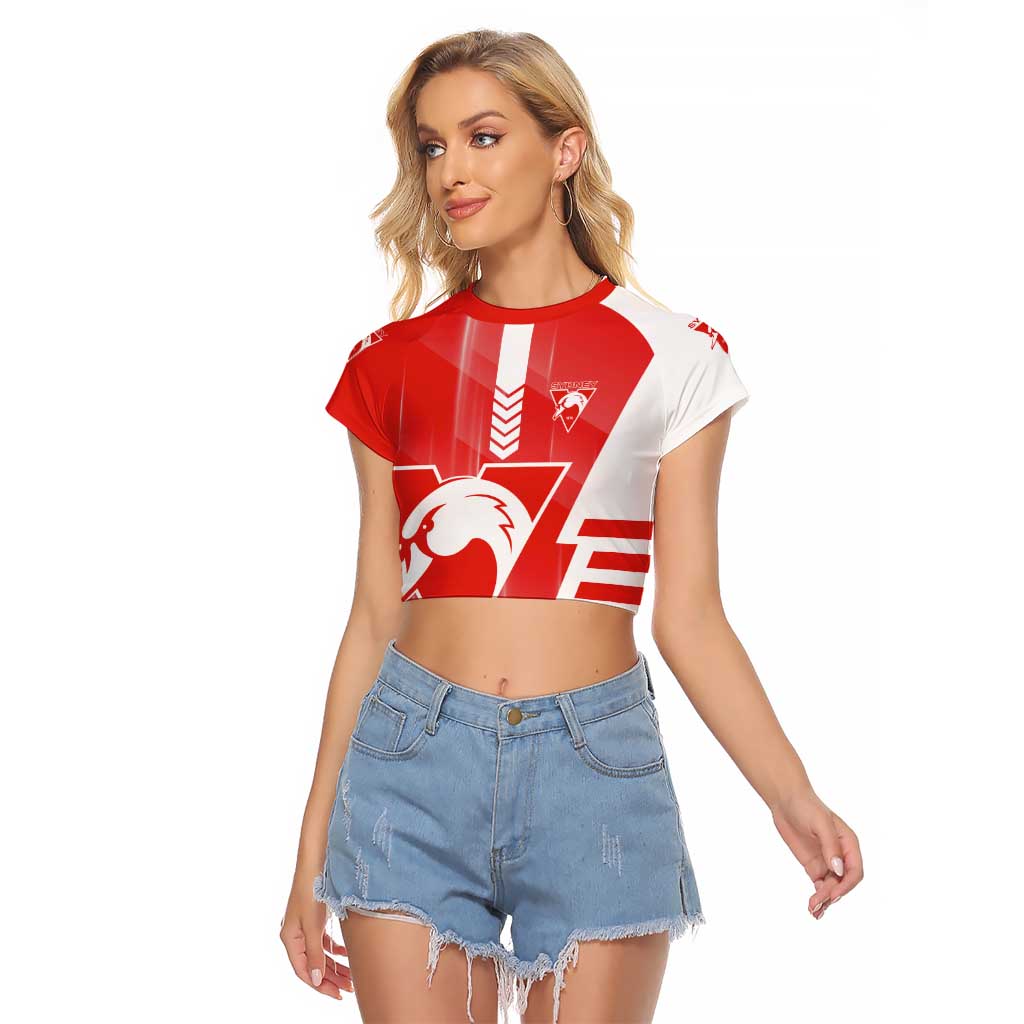 Personalized Sydney Swans Raglan Cropped T Shirt Modern Geometric Sports Graphic Style