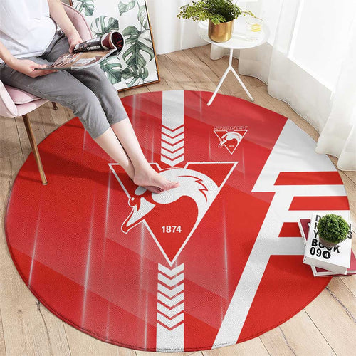 Sydney Swans Round Carpet Modern Geometric Sports Graphic Style