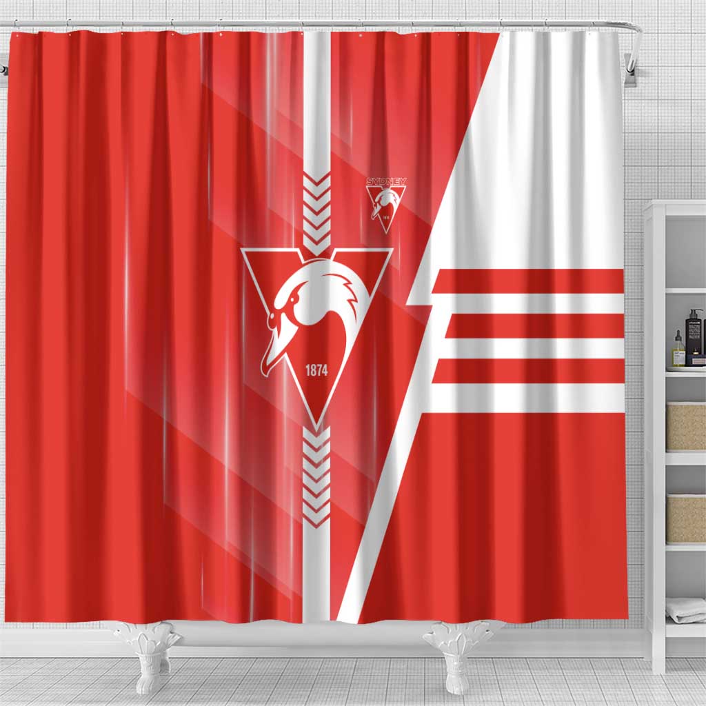 Sydney Swans Shower Curtain Modern Geometric Sports Graphic Style