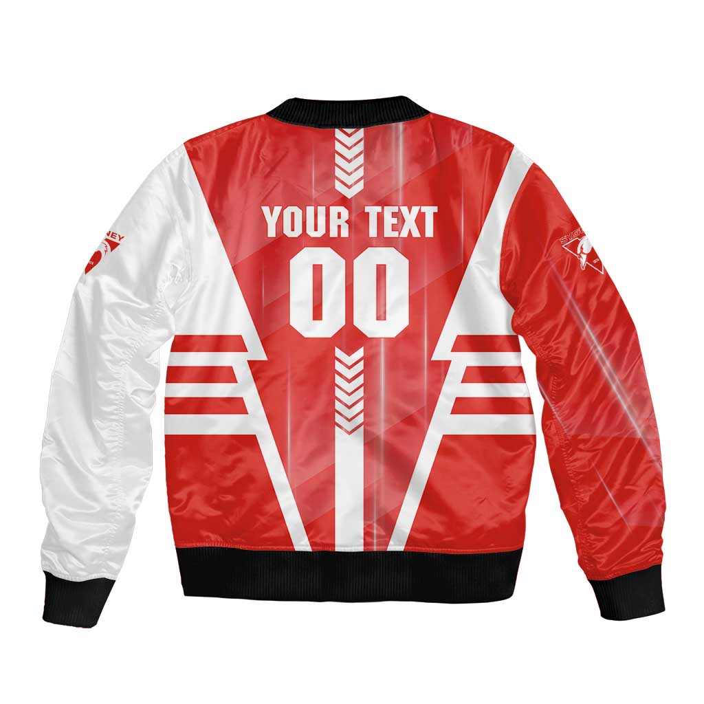 Personalized Sydney Swans Sleeve Zip Bomber Jacket Modern Geometric Sports Graphic Style