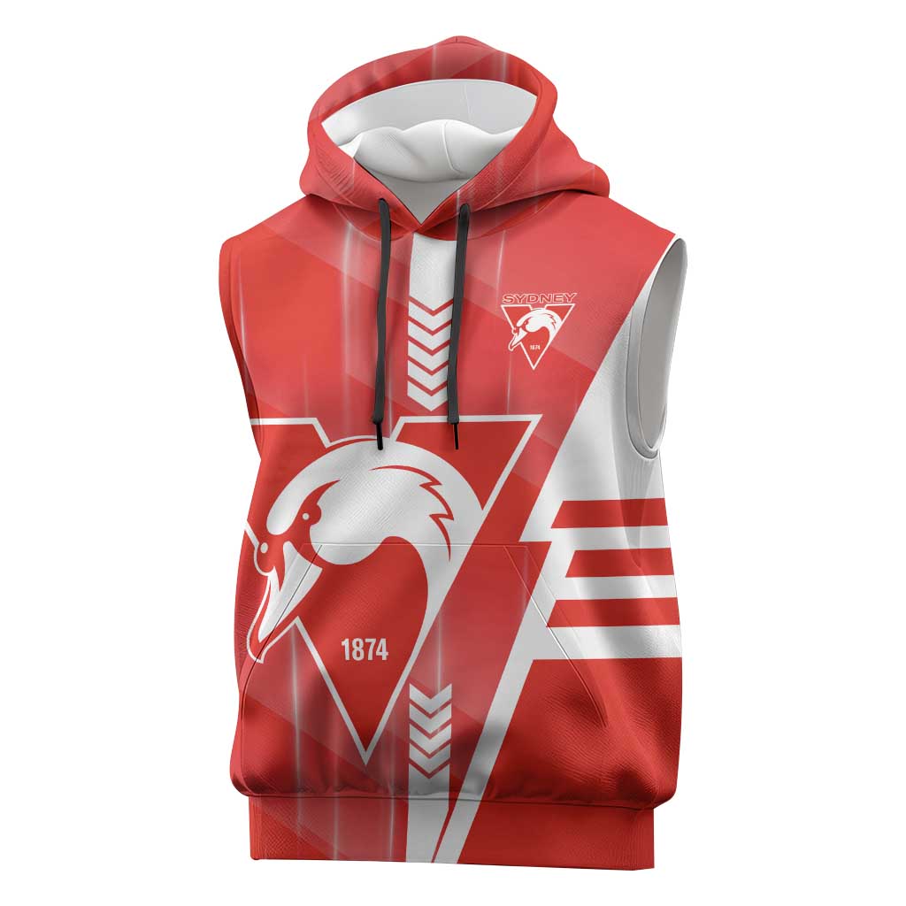 Personalized Sydney Swans Sleeveless Hoodie Modern Geometric Sports Graphic Style