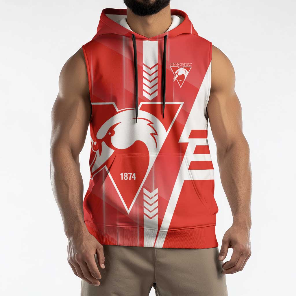 Personalized Sydney Swans Sleeveless Hoodie Modern Geometric Sports Graphic Style