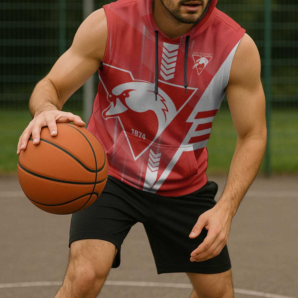 Personalized Sydney Swans Sleeveless Hoodie Modern Geometric Sports Graphic Style