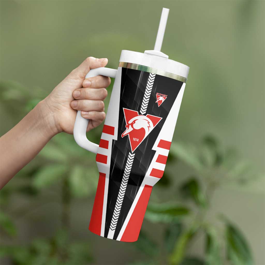 Personalized Sydney Swans Tumbler With Handle Modern Geometric Sports Graphic Style