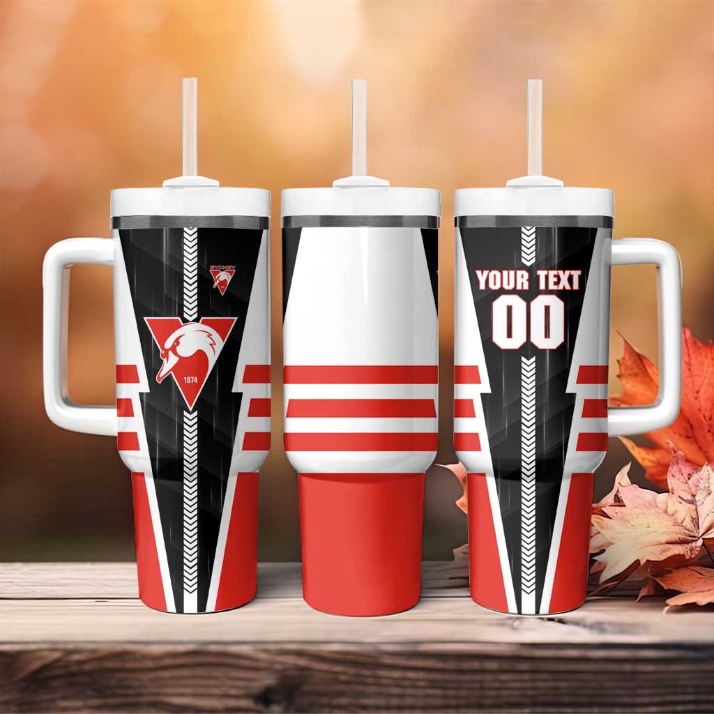 Personalized Sydney Swans Tumbler With Handle Modern Geometric Sports Graphic Style