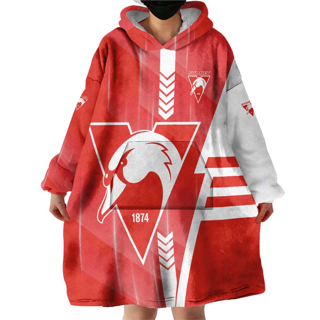 Personalized Sydney Swans Wearable Blanket Hoodie Modern Geometric Sports Graphic Style