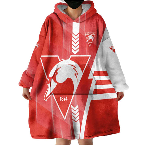 Personalized Sydney Swans Wearable Blanket Hoodie Modern Geometric Sports Graphic Style