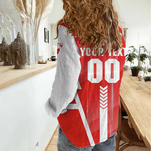 Personalized Sydney Swans Women Casual Shirt Modern Geometric Sports Graphic Style