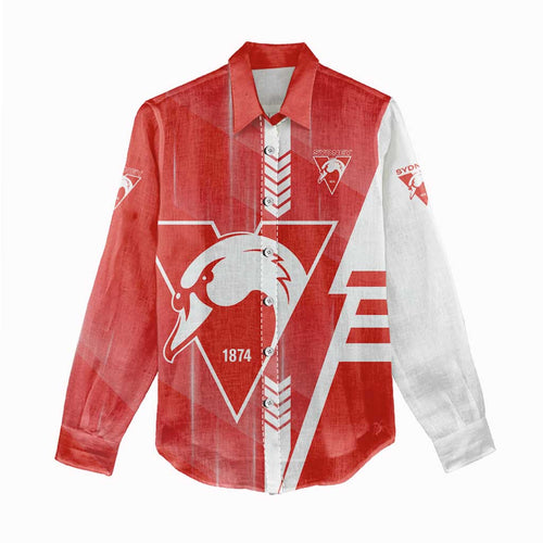 Personalized Sydney Swans Women Casual Shirt Modern Geometric Sports Graphic Style