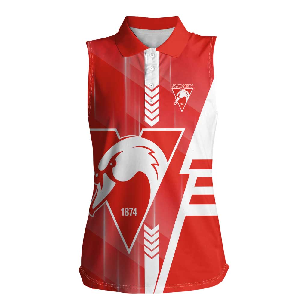 Personalized Sydney Swans Women Sleeveless Polo Shirt Modern Geometric Sports Graphic Style