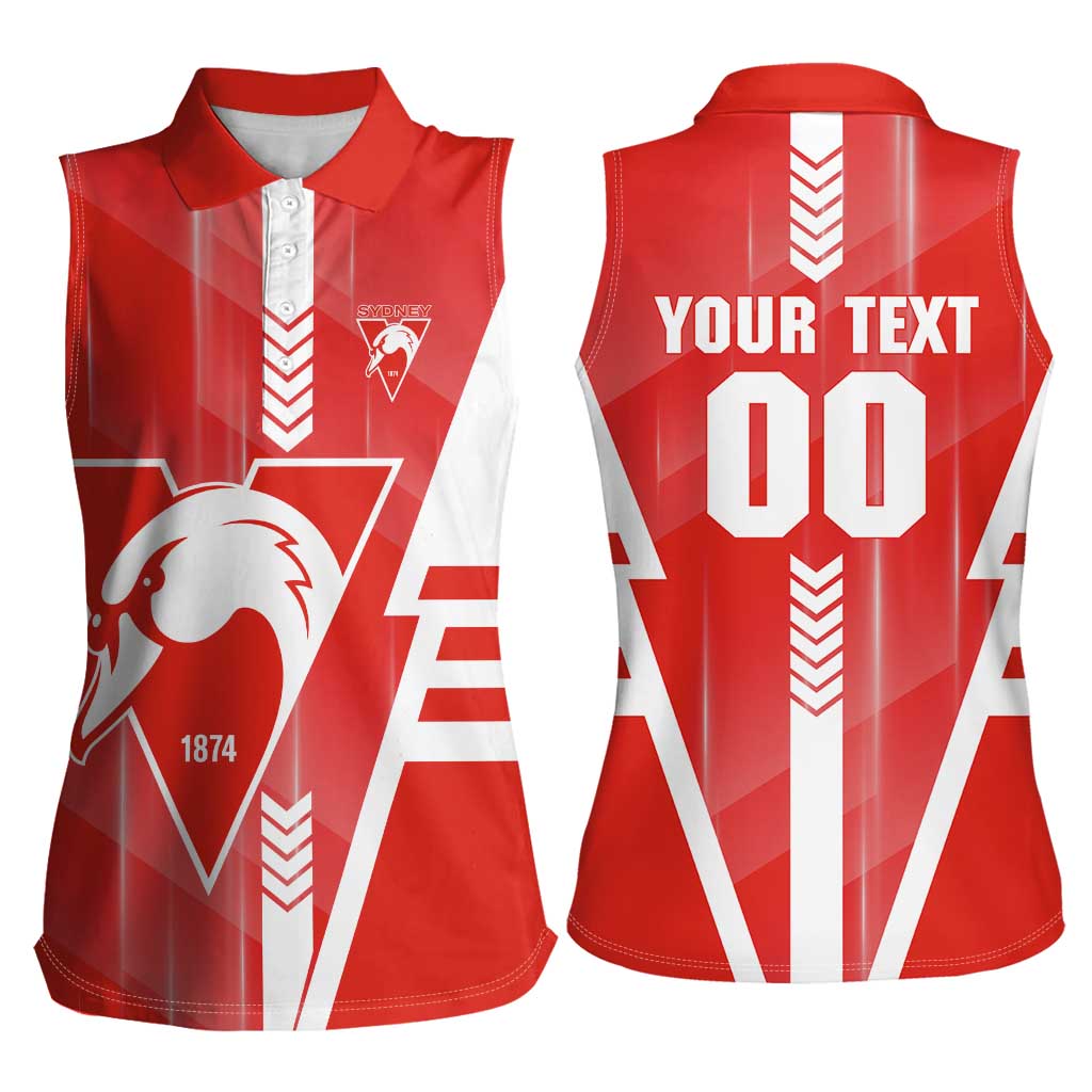 Personalized Sydney Swans Women Sleeveless Polo Shirt Modern Geometric Sports Graphic Style