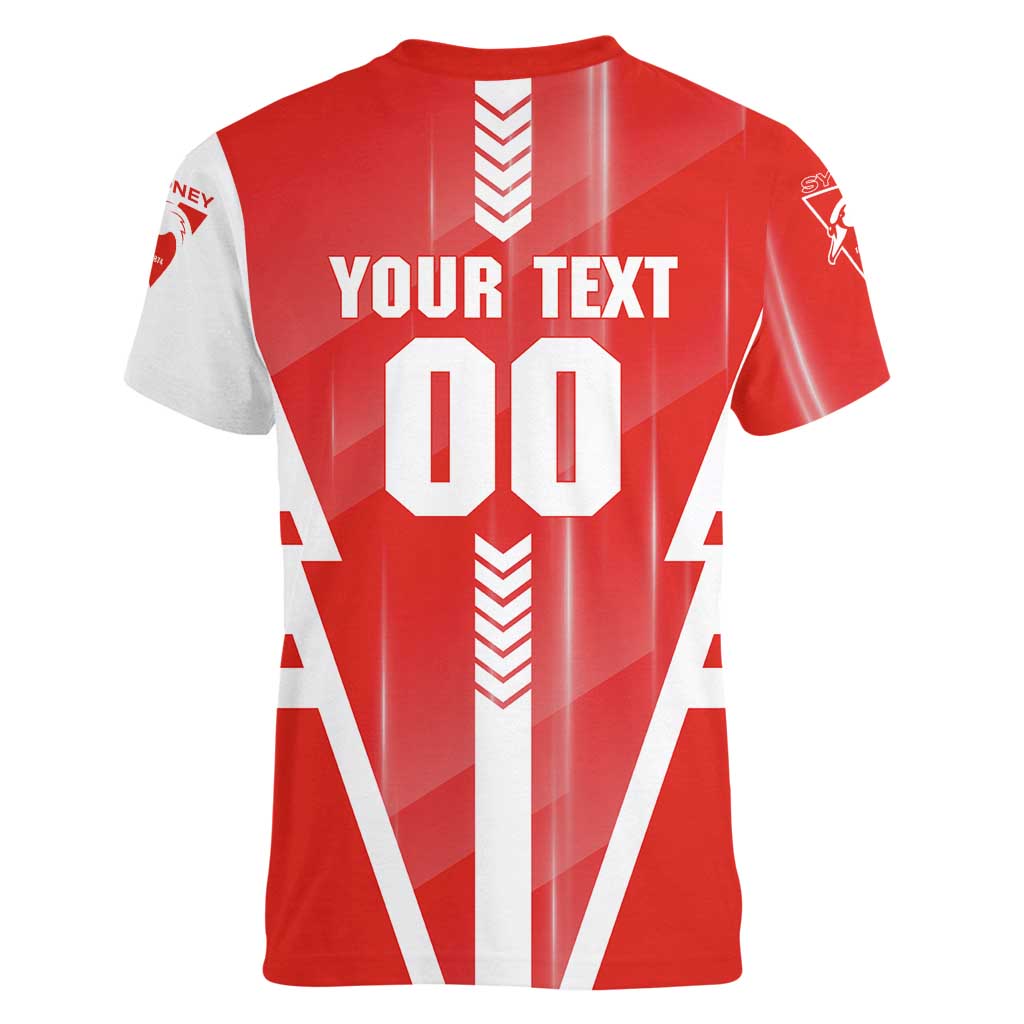 Personalized Sydney Swans Women V-Neck T-Shirt Modern Geometric Sports Graphic Style