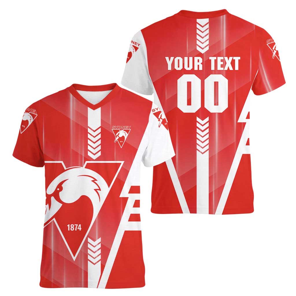 Personalized Sydney Swans Women V-Neck T-Shirt Modern Geometric Sports Graphic Style