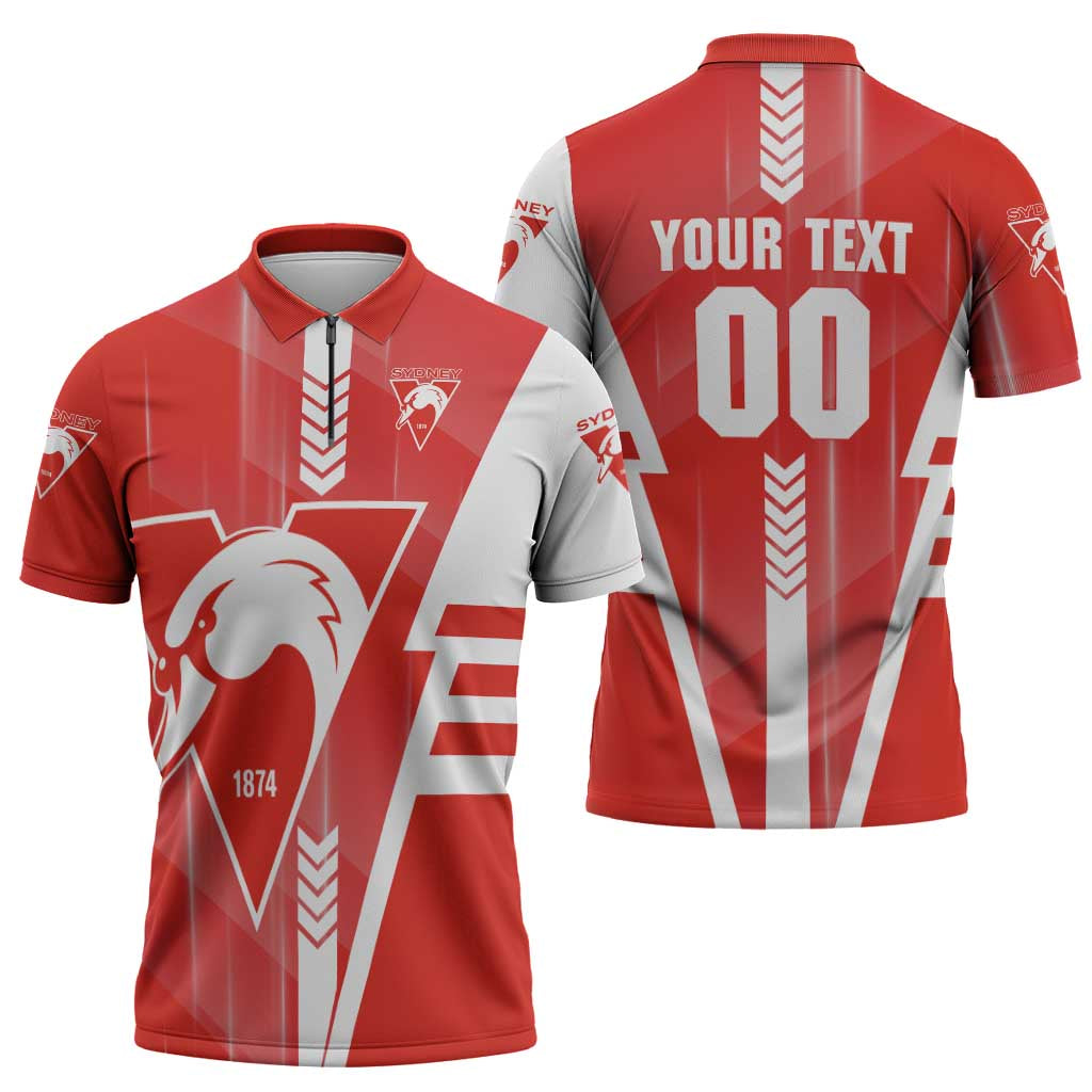 Personalized Sydney Swans Zipper Polo Shirt Modern Geometric Sports Graphic Style