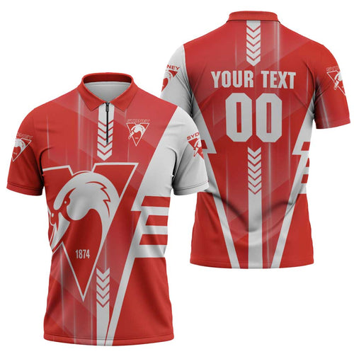 Personalized Sydney Swans Zipper Polo Shirt Modern Geometric Sports Graphic Style