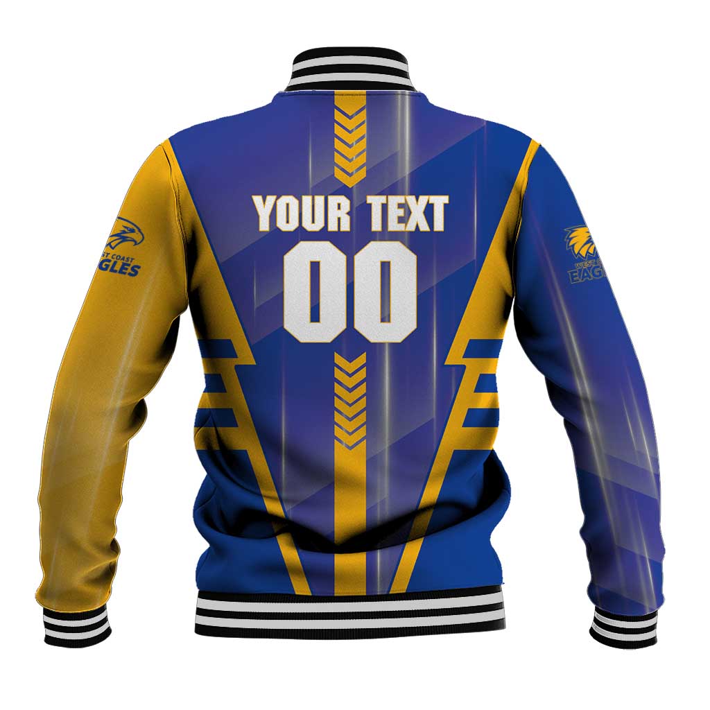 Personalized West Coast Eagles Baseball Jacket Modern Geometric Sports Graphic Style