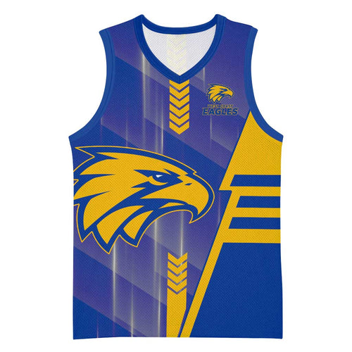 Personalized West Coast Eagles Basketball Jersey Modern Geometric Sports Graphic Style