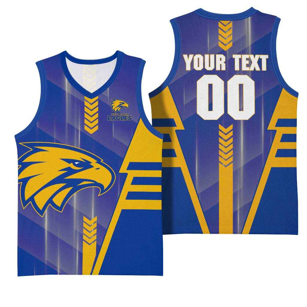 Personalized West Coast Eagles Basketball Jersey Modern Geometric Sports Graphic Style