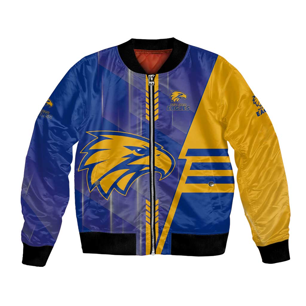 Personalized West Coast Eagles Bomber Jacket Modern Geometric Sports Graphic Style